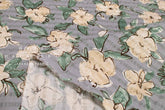 Japanese Fabric Cotton Linen Ripple Drawn Floral - D - 50cm